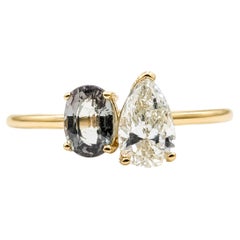 Bague en or jaune 14 carats sertie d'un diamant et d'une alexandrite – Certificat GIA n° 2235584997