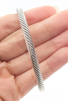 David Yurman Diamond & Pearl Cable Cuff Bracelet in Sterling Silver