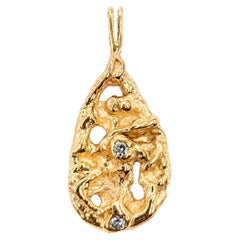 Vintage Diamond Nugget Pendant in 14k Yellow Gold