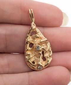 Vintage Diamond Nugget Pendant in 14k Yellow Gold