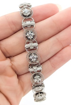 Art Deco Jabel Diamond Floral Filigree Bracelet in 18k White Gold
