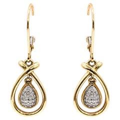 Vintage Teardrop Dangle Earrings in 10k Yellow Gold