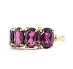 Purple Garnet & Diamond Five-Stone Ring in 14k Rose Gold