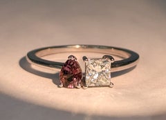 Alexandrite & Princess-Cut Diamond Toi et Moi Ring in 14k White Gold