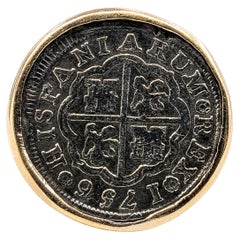 1756 Spanish Cob 1 Real Coin Ring in 14k Yellow Gold