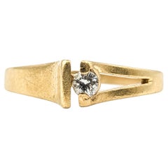 Modernist Diamond Openwork Ring in 10k Yellow Gold