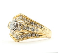 Diamond Chevron Cluster Ring in 14k Yellow Gold
