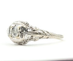 Art Deco Diamond Filigree Ring in 14k White Gold