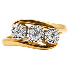 Three-Stone Diamond Ring in 10k Two-Tone Gold