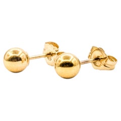 Pendientes clásicos de bola con pasador en oro amarillo de 14k