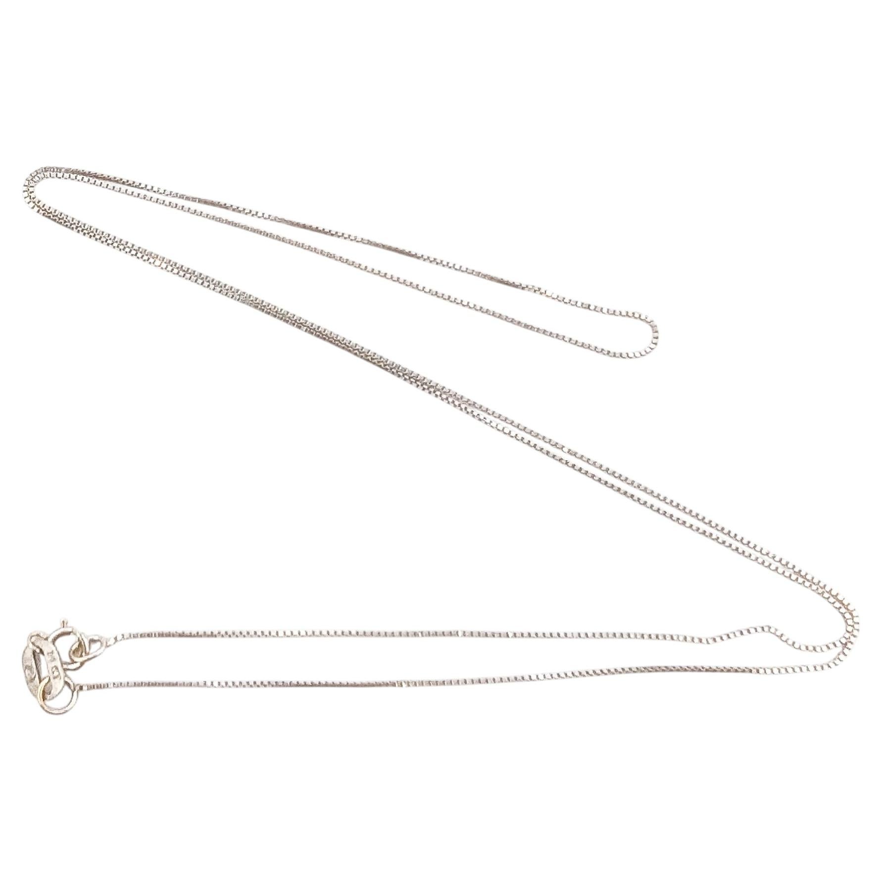 Delicate Box-Link Necklace in 14k White Gold For Sale