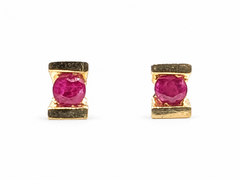 Ruby Stud Earrings in 14k Yellow Gold