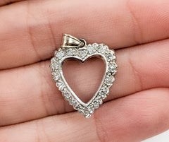 Open Heart Diamond Pendant in 10k White Gold