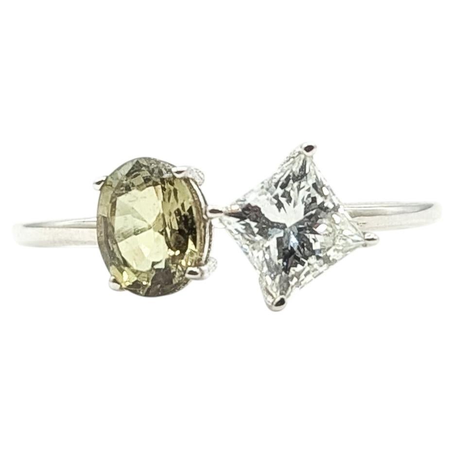 Diamond & Alexandrite Toi et Moi Ring in 14k White Gold- GIA report 2233584981 For Sale