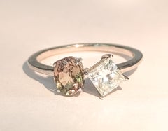 Diamond & Alexandrite Toi et Moi Ring in 14k White Gold- GIA report 2233584981