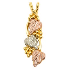 Black Hills Gold Leaf & Grape Drop Pendant in 10k Two-Tone Gold