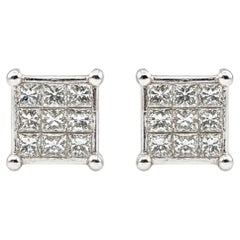 Ohrstecker mit Diamanten im Princess-Schliff in 18-karätigem Weißgold
