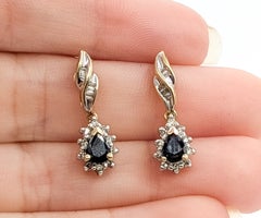Diamant- und Saphir-Ohrhänger aus 10-karätigem Gelbgold