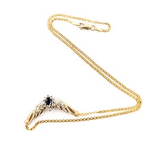 Diamond & Sapphire Twisted Ribbon Necklace in 10k Yellow Gold