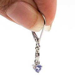 Diamond & Tanzanite Drop Earrings in 14k Yellow Gold
