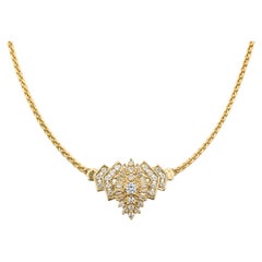 Collier imposant de style Art déco revisité, orné de diamants, en or jaune 14 carats