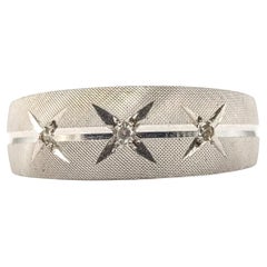 Vintage Three-Diamond Starburst Band Ring in 14K White Gold