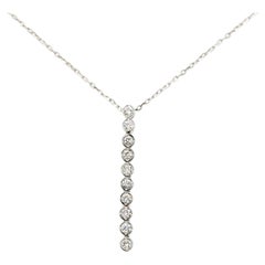 Diamond Line Drop Necklace in 18k White Gold