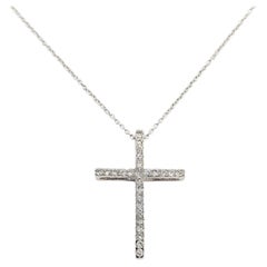 Diamond Cross Pendant Necklace in 18k White Gold