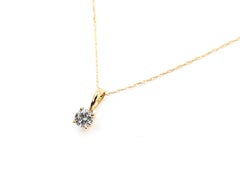 Classic Diamond Solitaire Pendant in 10k Yellow Gold