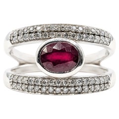 Ruby and Diamond Pavé Split Band Ring in 14K White Gold