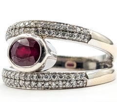 Ruby and Diamond Pavé Split Band Ring in 14K White Gold