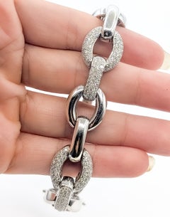 Diamond Pavé Chain Link Bracelet in 14K White Gold