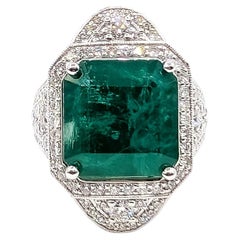 Cocktailring aus Platin mit Smaragd und Diamanten – GIA 5222774328