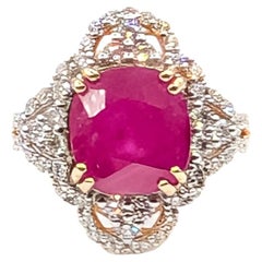 Ruby and Diamond Cocktail Ring in Platinum- GIA 1232512269