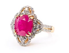 Ruby and Diamond Cocktail Ring in Platinum- GIA 1232512269