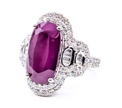 Unheated Ruby and Diamond Double Halo Ring in Platinum- GIA 1232746453