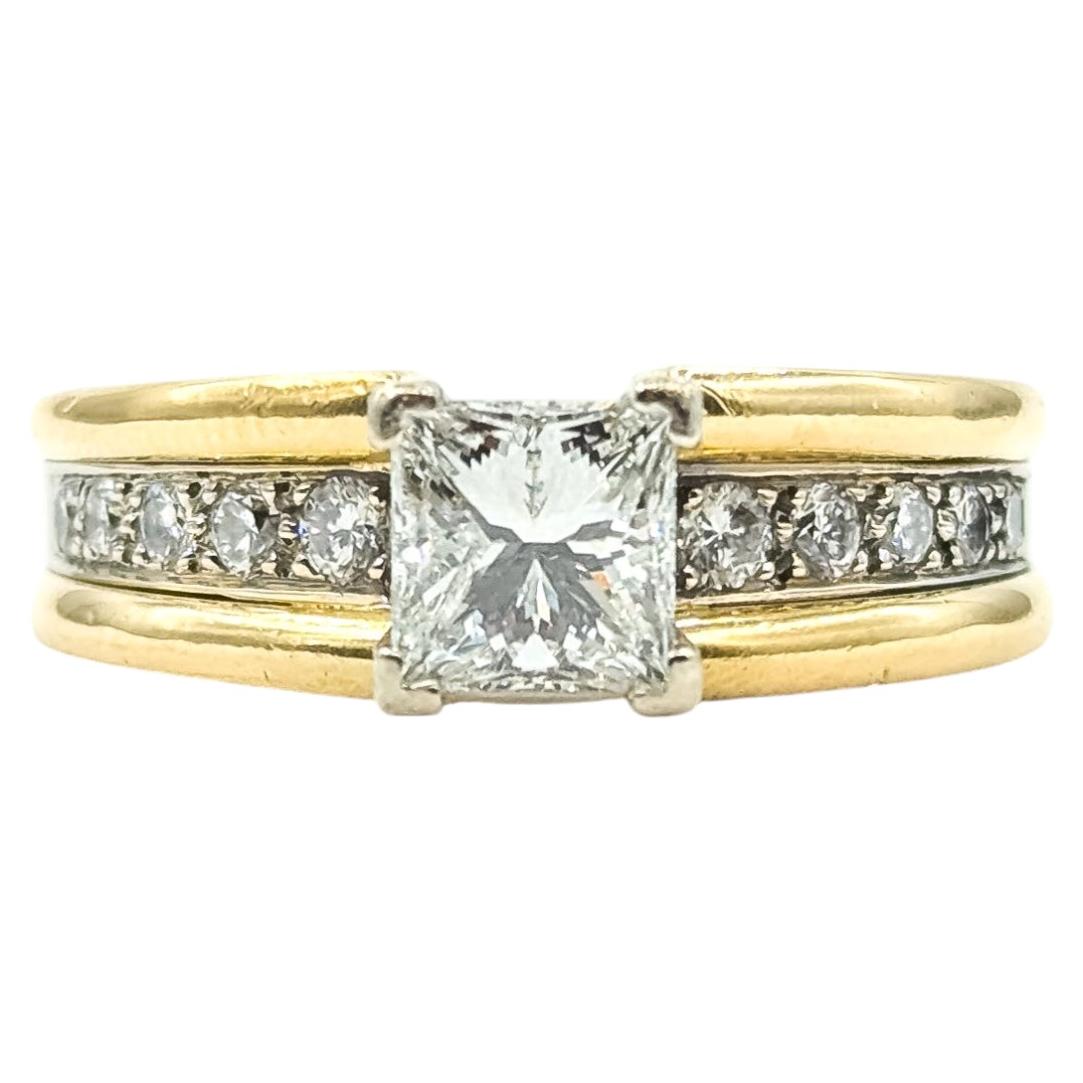 Striking Princess Diamond Ring in 18k Yellow Gold