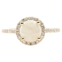 Luminous Opal & Diamond Halo Ring in 14k Yellow Gold