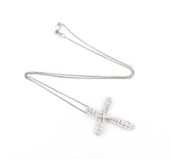Diamond Cross Pendant Necklace in 14k White Gold