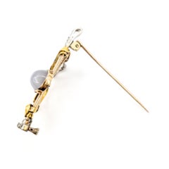 Sapphire and Diamond Golf Brooch in 18K Gold and Platinum