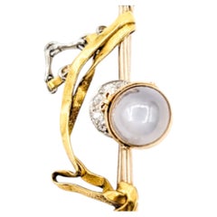 Sapphire and Diamond Golf Brooch in 18K Gold and Platinum