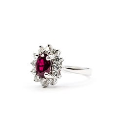 Ruby & Diamond Ring in 18k White Gold