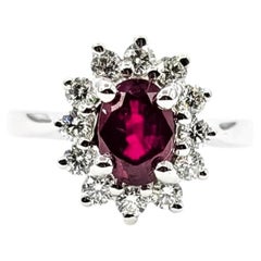 Ruby & Diamond Ring in 18k White Gold