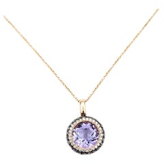 Amethyst & Diamond in 14k Rose Gold Pendant Necklace