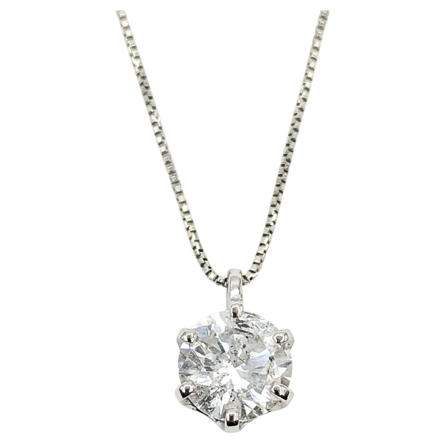 Diamond Solitaire Pendant Necklace in Platinum For Sale
