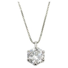 Diamond Solitaire Pendant Necklace in Platinum
