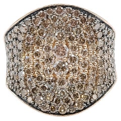 Le Vian White and Chocolate Diamond Cigar Ring in 14K Rose Gold