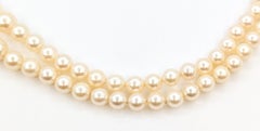 Double-Strand Graduated Akoya Pearl and Diamond Necklace in 14K White Gold
