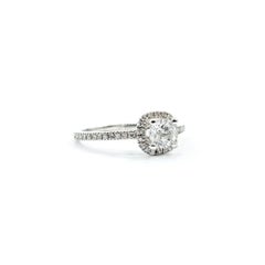 Graceful Diamond Halo Ring in 14k White Gold