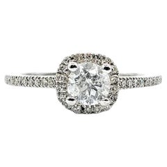 Graceful Diamond Halo Ring in 14k White Gold